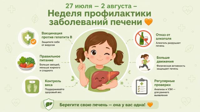 27 июля – 2 августа – Неделя профилактики заболеваний печени